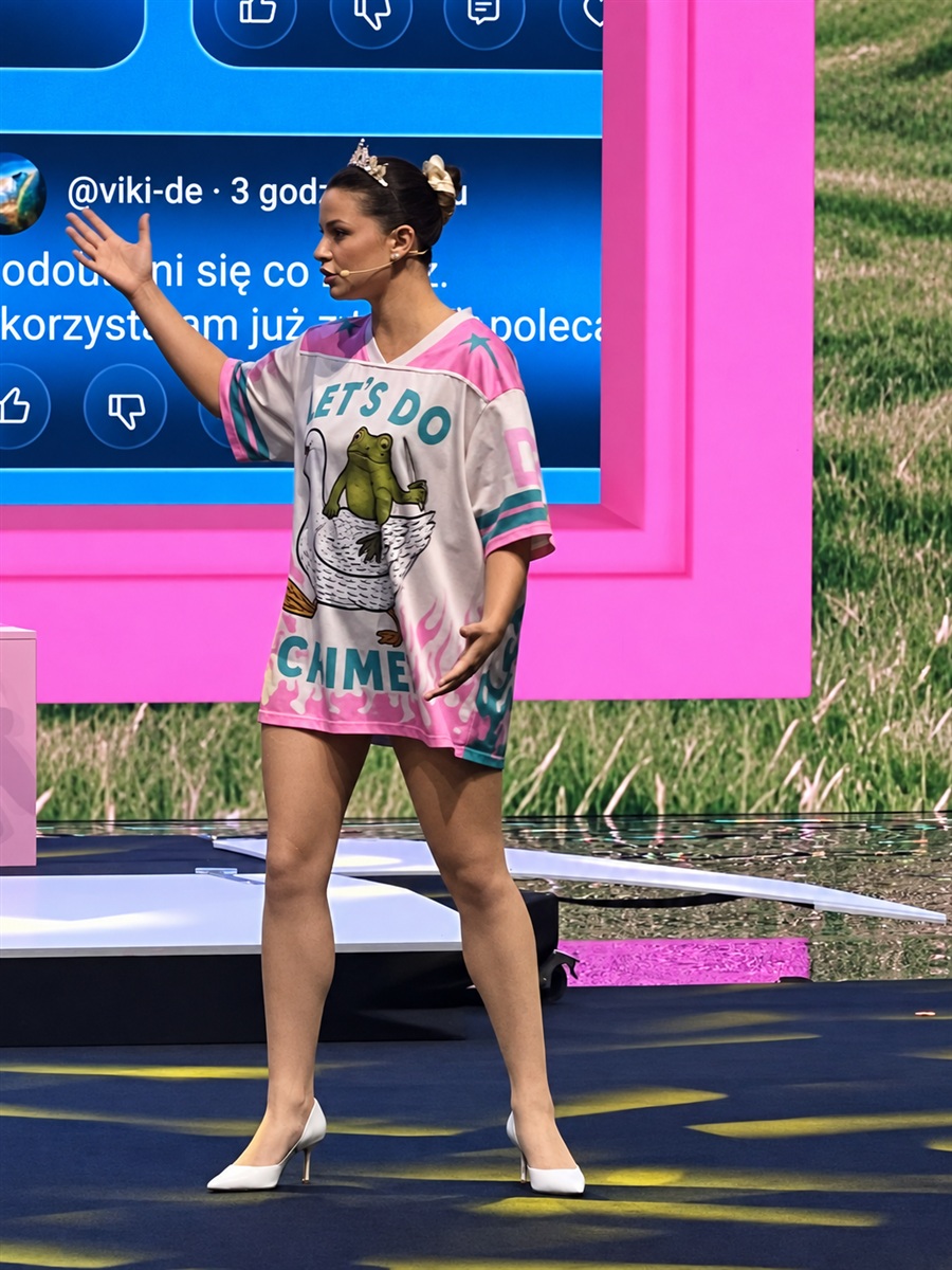 Sceniczny segment z komentarzami widzów w tle